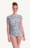 Ava Half Sleeve One Piece Swimsuit | Black